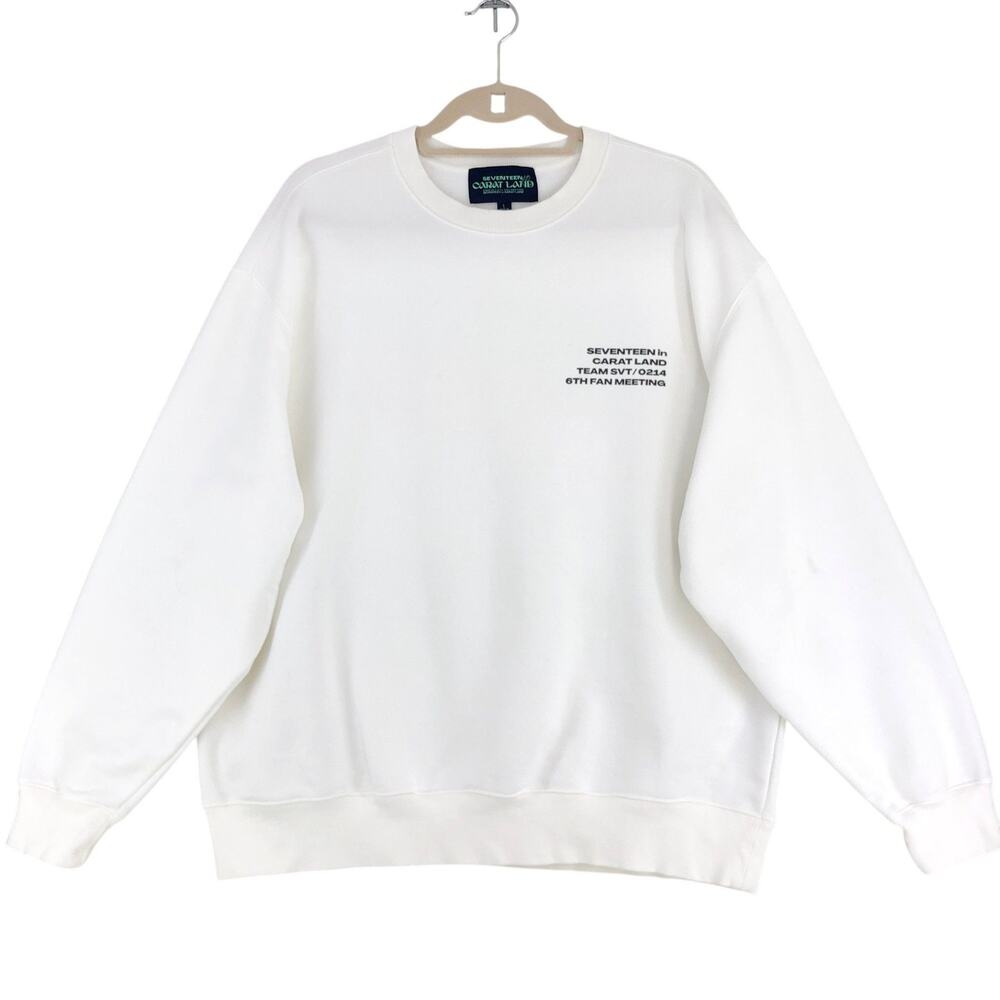 Seventeen Caratland Sweatshirt Unisex L White Crewneck 6th Fan Meeting *BLEMISH